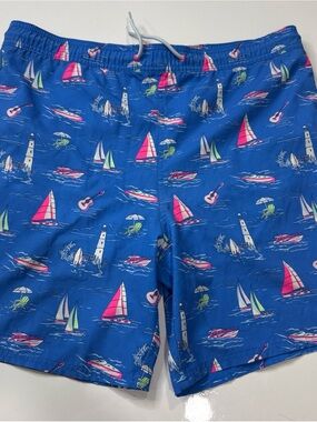 Vineyard Vines Swim Trunks Mens XL Blue Target Whale Logo Solid A030426